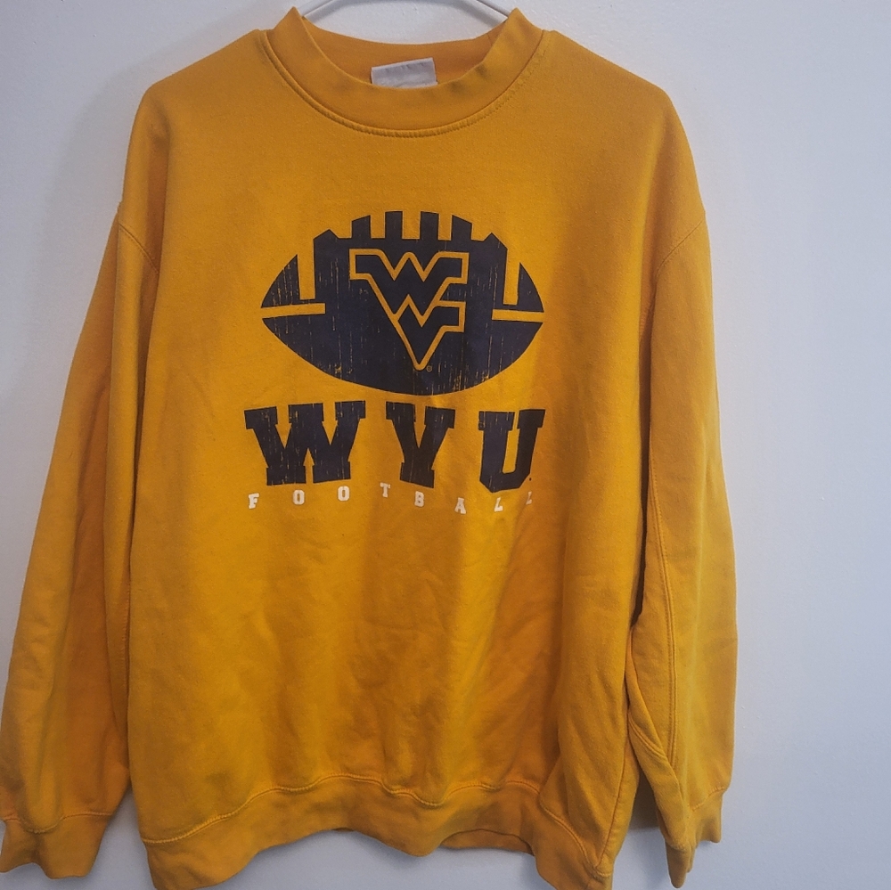 west virginia university (wvu) yellow crewneck sweatshirt